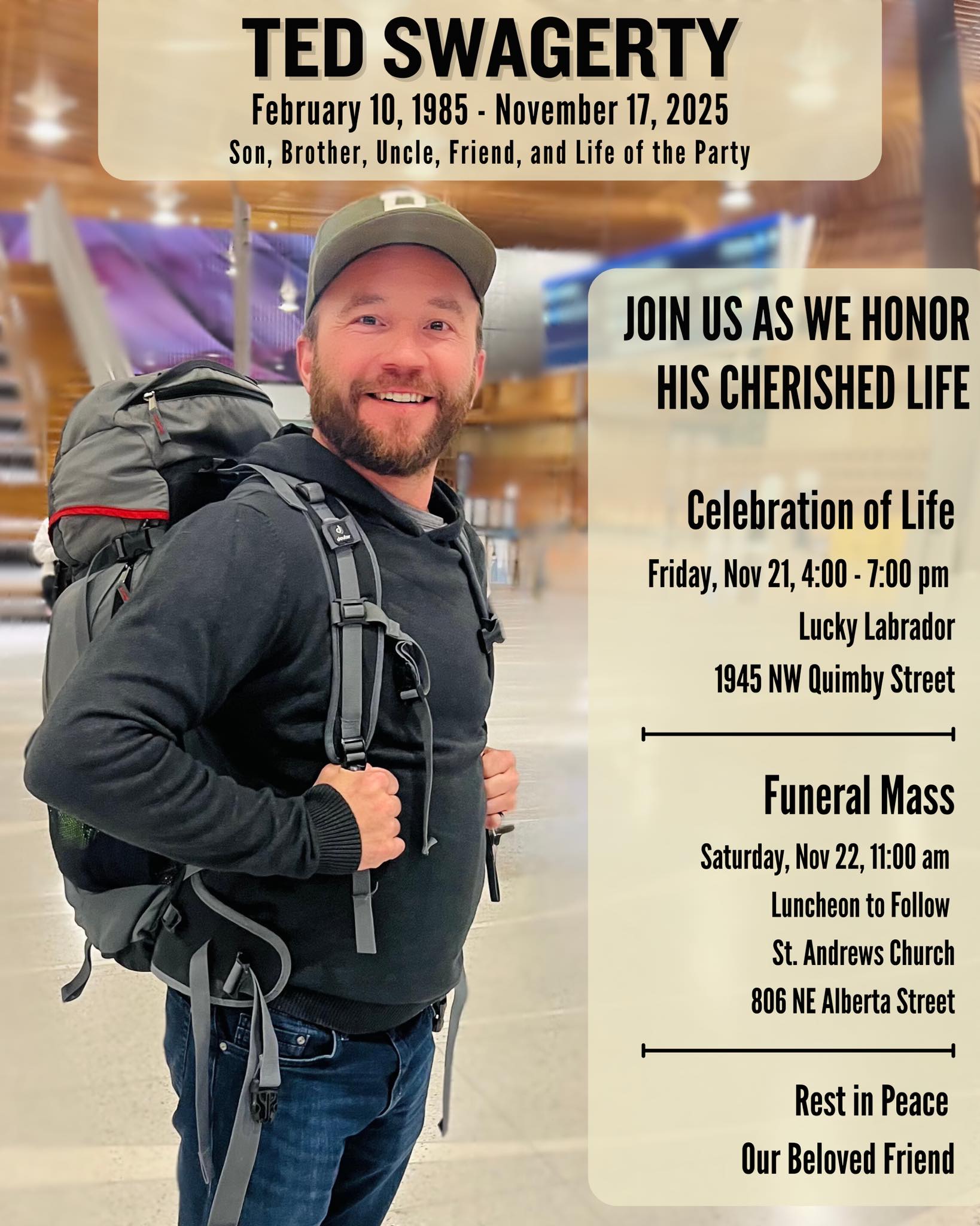 Ted Swagerty Portland OR Obituary, Dedicated Apprentice Electrician has Died